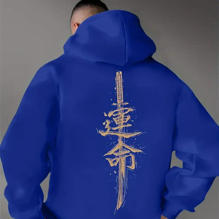 Japanese-style Fate Fashion Print Design for Men's Autumn and Winter Sweatshirts Hoodies Trendy Street Casual Sporty Pullovers