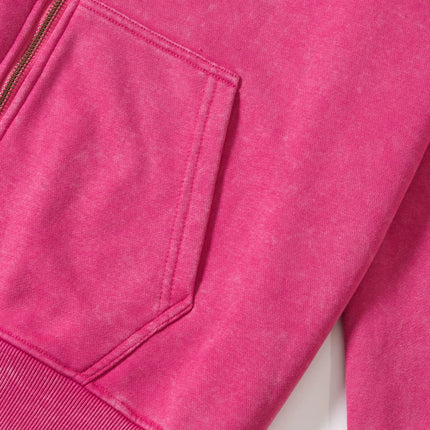 Autumn  Solid Color 100% Cotton Women Washed Hoodie Sport Casual Zipper Hoody Y2K Jogging Streetwear Harajuku Soft Hoodies