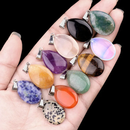 RX9-1 18*25mm natural stone water drop shape pendants charms for Necklaces making