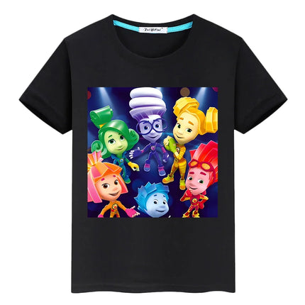 Russian The Fixies cartoon T-shirt 100%Cotton Short Tops y2k one piece anime Tees boys girls clothes Summer Casual kids clothes