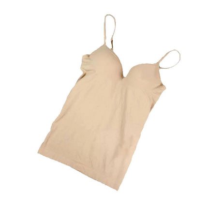 Sexy Women Crop Tops Padded Spaghetti Strap Tank Top Women Built-in Bra Off-Shoulder Camisole Seamless Tank Lingerie Underwear