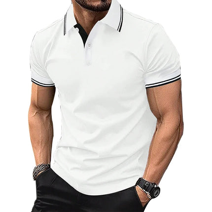 Summer Men's New Fashionable Short Sleeved Polo Shirt Business Casual Three Button Sport Solid Color Slim Fit Men's Top Casual