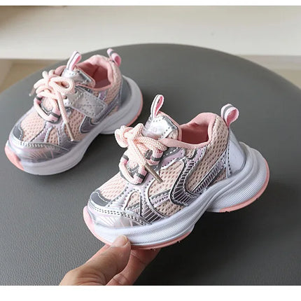 Girls' Sports Shoes 2025 New Style Soft Sole Children's Casual Shoes Fashionable Breathable Stripe Dad Shoes for Kids Boy