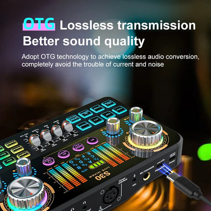 FUHAM S30 audio mixer, live sound card with DJ mixing effects and voice-changing features, music recording equipment sound card