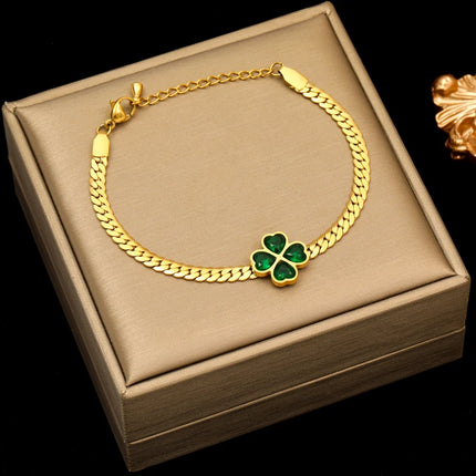 EILIECK 316L Stainless Steel Classical Synthetic Zircon Beaded Bracelet For Women 18K Gold PVD Plated Fashion Jewelry Hand Chain