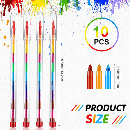 10Pcs Stackable Crayon Set 11 Colors Pencils Colorful Party Favors DIY Mini Rainbow Crayons Pens School Office Supplies