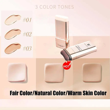 Face Foundation Stick With Brush, Velvet Moist Light Concealer Full Coverage Oil Control Dark Circles Corrector Facial Makeup