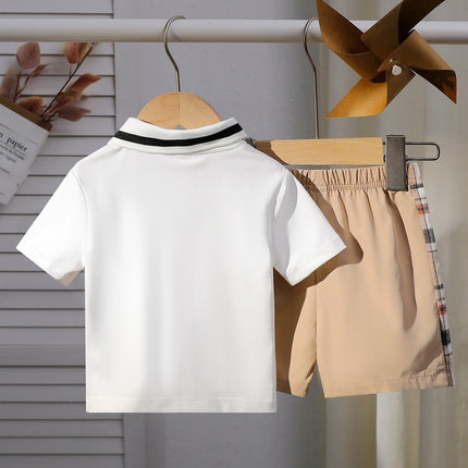 Infant Summer New Style Baby Boy’s Color-Block T-shirt and Shorts Fashion Leisure 2-Piece Set