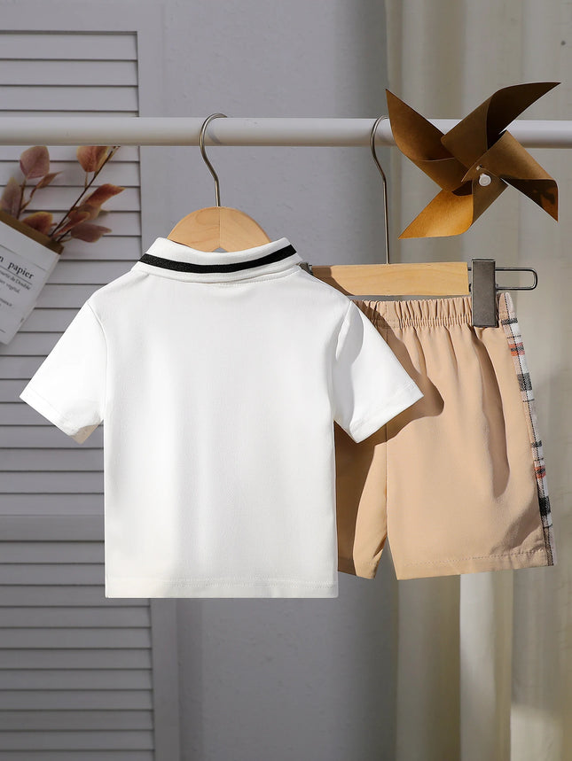 Infant Summer New Style Baby Boy's Color-Block T-shirt and Shorts Fashion Leisure 2-Piece Set