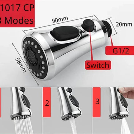 Kitchen Pull Out Faucet Sprayer Nozzle Sprayer ABS Durable Water Saving Shower Spray Head Bathroom Basin Sink Tap Replacement