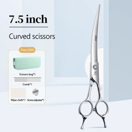 Fenice  Professional Home Pets Grooming Set 6//6.5/7/7.5 Inch Bearing Screw Straight Curved Thinning Chunker Shears for Dogs/Cat