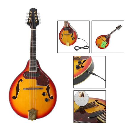Electric Mandolin Set 8 Strings  A Style Electric Mandolin with Case Strings for Beginners Practice Instruments Guitar