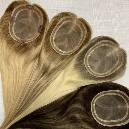 5.5*6.5 inch Size MONO Lace Toppers European Raw Hair Women Toupee Invisible Free Part Hair Toppers Hair Extension