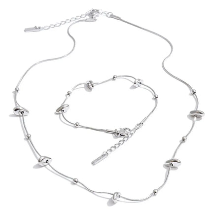 Yhpup Gift New Style Stainless Steel Exquisite Chain Necklace Bracelet Bangle Set Gold & Platinum Plated Stylish Unique Jewelry