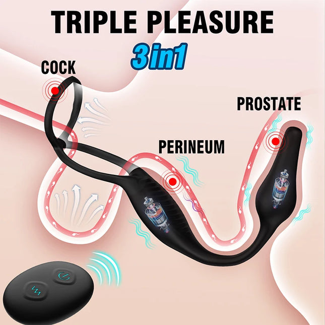 Remote Control Vibrating Butt Plug Cock Ring for Men Prostate Massager for Gay Anal Vibrator Penis Ring Adult Sex Toy for Men