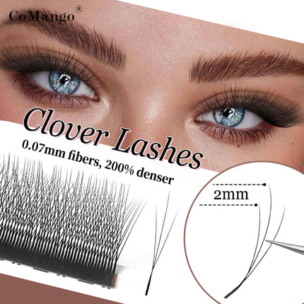 CoMango W Shape Eyelash Extensions Narrow 3D W Spark Clover Lashes Premade Volume Fan Faux Mink Eyelashes Makeup