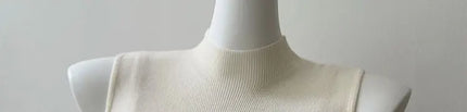 Korean Sle Knitted Vest Women's Base Layer Tank Top Svel f High Collar Spring Autumn Winter Inner And Outer Wear
