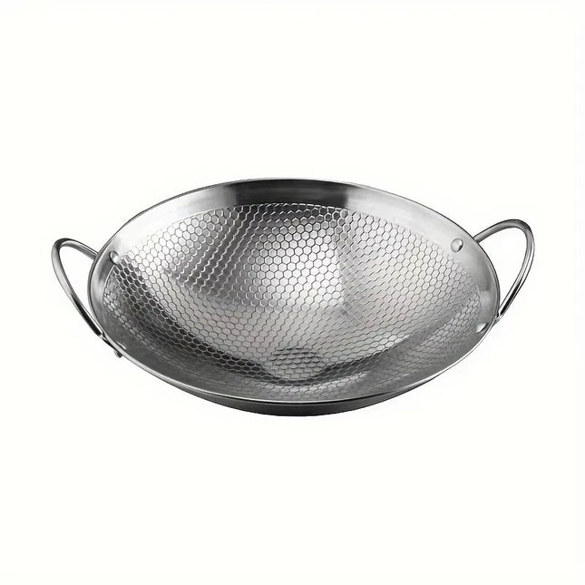 1pc 29cm/11.42inch stainless steel honeycomb skillet non-stick with handle scratch-resistant cooking pasta steak porridge ramen