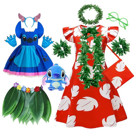 Baby Disney Movie Stitch Role Playing Costume Sets Cartoon Cute Princess Dress Stage Performance Halloween Carnival Kids Dress