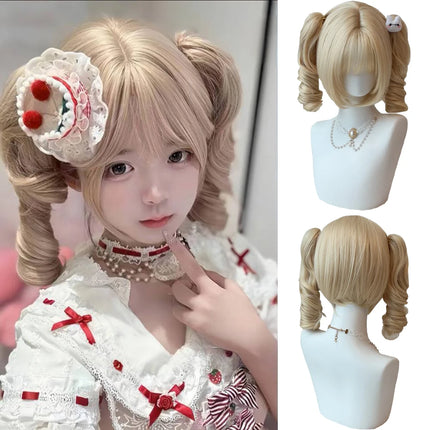 High-Quality Roman Curly Synthetic Hair Detachable Ponytail Suitable For Women Daily Anime Role-Playing Lolita Wig Protein Silk