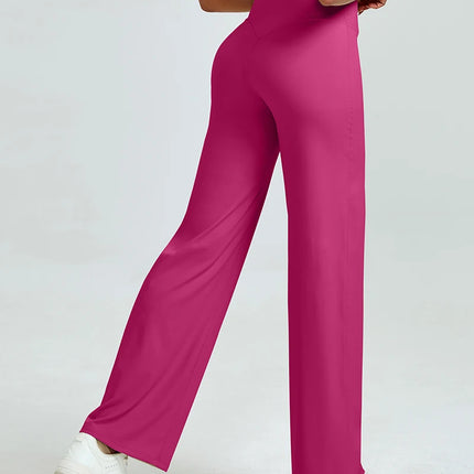 High Waisted Straight Leg Yoga Pants for Women, Naked Feeling Butt Lifting Loose Fit Workout Trousers, Slimming Gym Pants