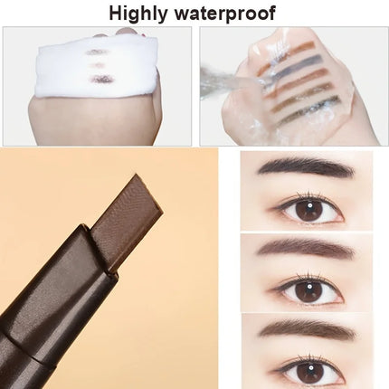Double Ended Eyebrow Pencil Rotatable Triangle Eye Brow Pen Sweatproof Waterproof Smooth Lasting Beauty With Brush Makeup Tool