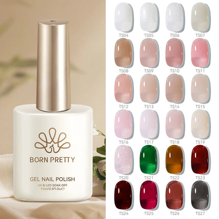 BORN PRETTY 15ml Jelly Gel Polish Milky White Nude Glitter Soak Off LED UV Gel Semi Permanent Nail Art Manicure Gel Varnish