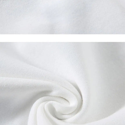 Black White GSM 500g Heavy-duty Pure Cotton T-shirt, Thickened Threaded Round Neck Short Sleeves, Three-Needle Half Sleeve Tees