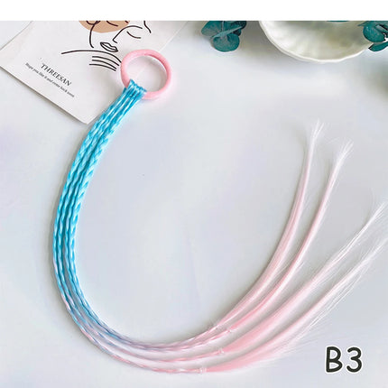 AZQUEEN Synthetic Colored Long Braided Ponytail Extensions With Elastic Band Rainbow Braid Pony Tail Hairpiece For Girl Kids