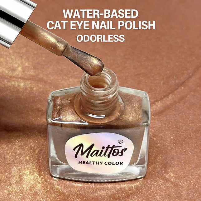 WA507 champagne - 12ml No-bake Cat's Eye Water-based Nail Polish, Oderless, With a magnet, No need UV lamp, easy to tear
