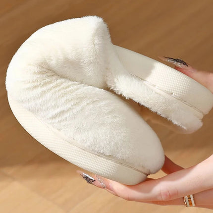 Cute Bear Cotton Slippers for Women Winter Indoor Non-slip Slides Plush Warm Men Home Sandals Flat Shoe Couples Flip Flops