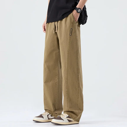 2026 New Spring-Autumn Pure Cotton Elastic Straight Casual Pants  Comfortable, Loose-Fitting and Trendy Pants