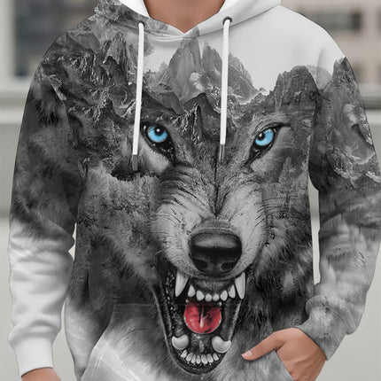 Fashion Animal Men's Hoodie Wolf 3D Print Fall Sweatshirt Hoodie Street Casual Sweatshirt Y2K Men's Oversized Unisex Clothing