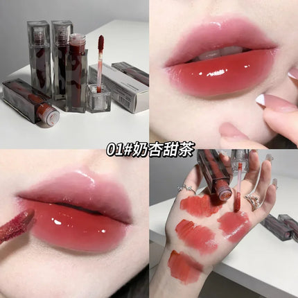 6 Colors Lip Gloss Waterproof Mirror Jelly Lip Glaze Water-light Long Lasting Moisturising Glossy Red Tint Lips Makeup Cosmetics