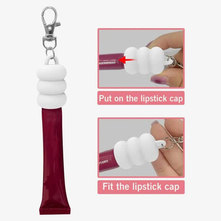Practical Donut Silicone Keychain Cap Accessories Portable Durable Holder Keyring Compatible For Lipgloss Storage And Balm Cap