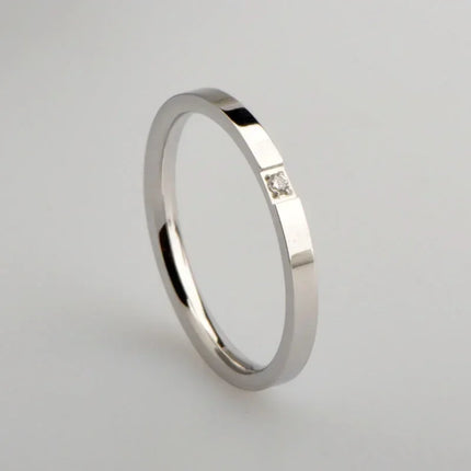 High End Pvd Single Zircon Thin Rings For Women Stainless Steel Ring Cocktail Reception Ring Jewelry Wholesale