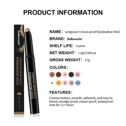 Waterproof 10 Colors Crease-proof Eyeshadow Pencil Stick Lasting Glitter Shimmer Matte Eye Shadow Highlighter Pen Eyes Makeup