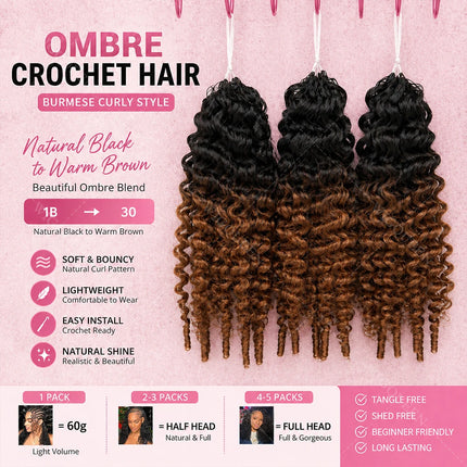 Golden Brown Highlight Miracle Knots Crochet Bundles Human Hair For Braids Burmese Curly With Spiral Curly End Feather Bulk Hair