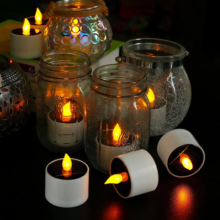 Solar Tea Light LED Candles Outdoor Waterproof Flameless Solar Tea Lights Rechargeable Candles for Party Garden Home Deco