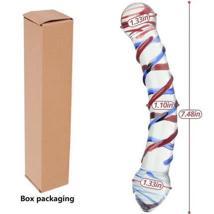 Glass Double Dildo G-Spot Stimulation Butt Plugs Anal Trainer Crystal Pleasure Wand with Raised Spiral Texture for Men Women