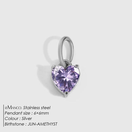 eManco 6MM Colorful Birthstone Pendant DIY Stainless Steel Women's Accessories Niche Design Luxury Rhinestone Charms Wholesale
