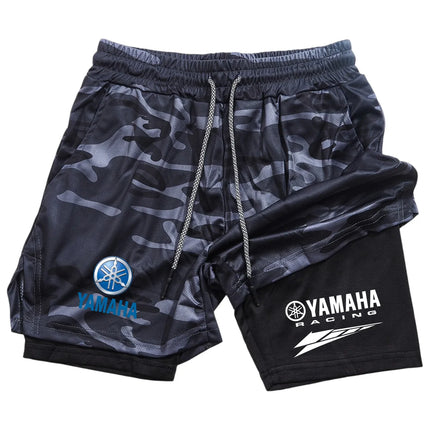 Summer Yamaha logo men's running shorts 2-in-1 double-layer gym sportswear comfortable and breathable men's sportswear