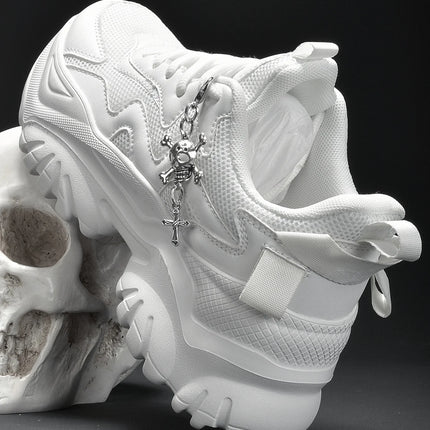 Women's fashion casual vulcanized shoes pure white platform high heels female Halloween punk style light women's sports shoes