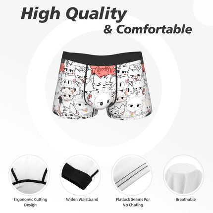 Men Boykisser Silly Cat Boxer Briefs Shorts Panties Soft Underwear Cartoon Furry Male Funny Plus Size Underpants