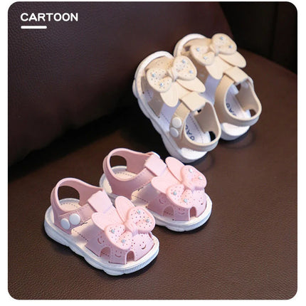 Solid Bow Children's Summer Shoes Cute PVC Beach Non Slip Sandals For Baby Girls Footwear Soft Infant Kids Fashion Sandals