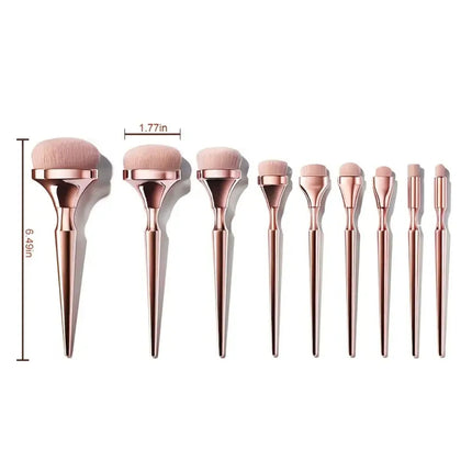 9pcs Rose Gold Makeup Brush Set Eyeshadow Blush Highlighter Foundation Concealer Blending Brush Fluffy Women Beauty Tool