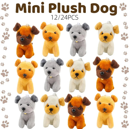 12/24PCS Mini Plush Dogs Bulk 12cm Puppy Stuffed Animals Soft Cute Small Dogs for Goodie Bags Baby Shower Birthday Party Favors