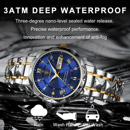 POEDAGAR Luxury Business Men's Watches Waterproof Stainless Steel Luminous Men's Wristwatch Date Week Quartz Sport Men's Watch Reloj