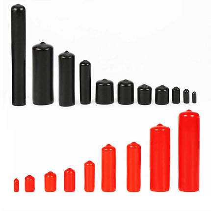 Black Red PVC Rubber End Cap Screw End Cap Plastic Tube Hub Thread Protector Push In Cap Rubber Sleeve Silicone Threaded Cover