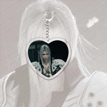 Acrylic Hot Game Sephiroth Keychain Bag Charms Heart Sephiroth Keyrings Pendant Accessories Gamer Fans Gifts